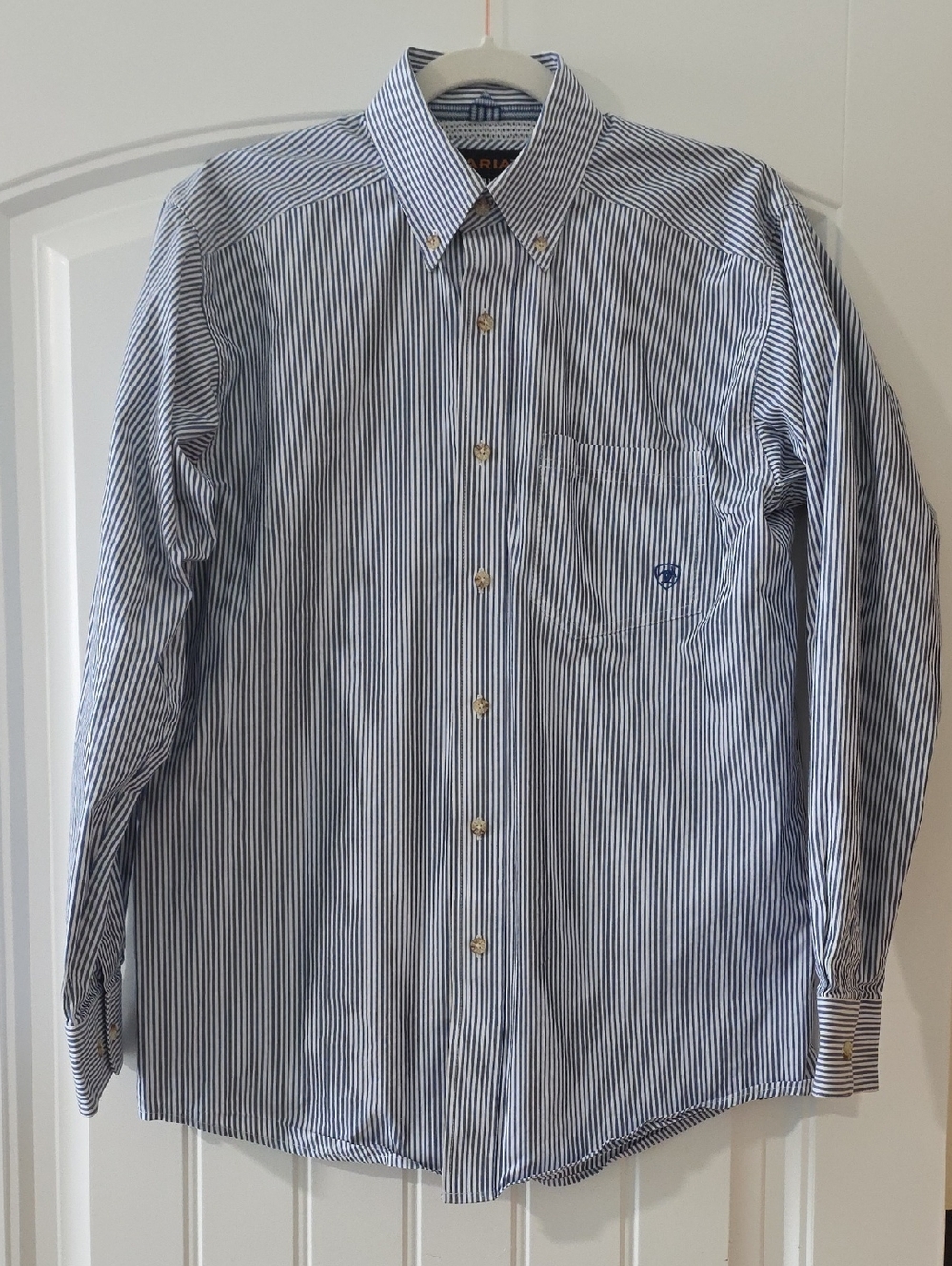 Ariat Navy & White Striped Button-Down Dress Shirt
